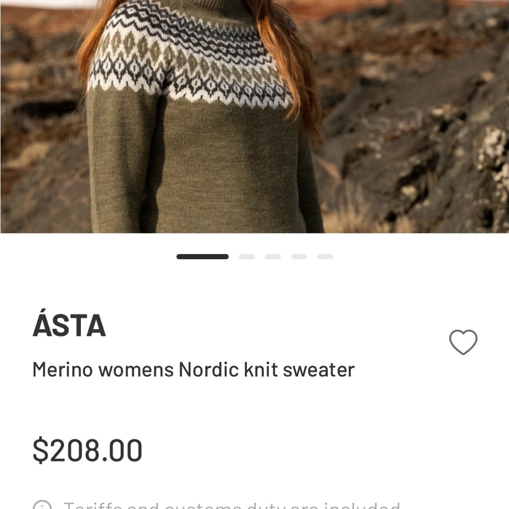 ÁSTA Women's Nordic Merino Wool Sweater - Olive Green